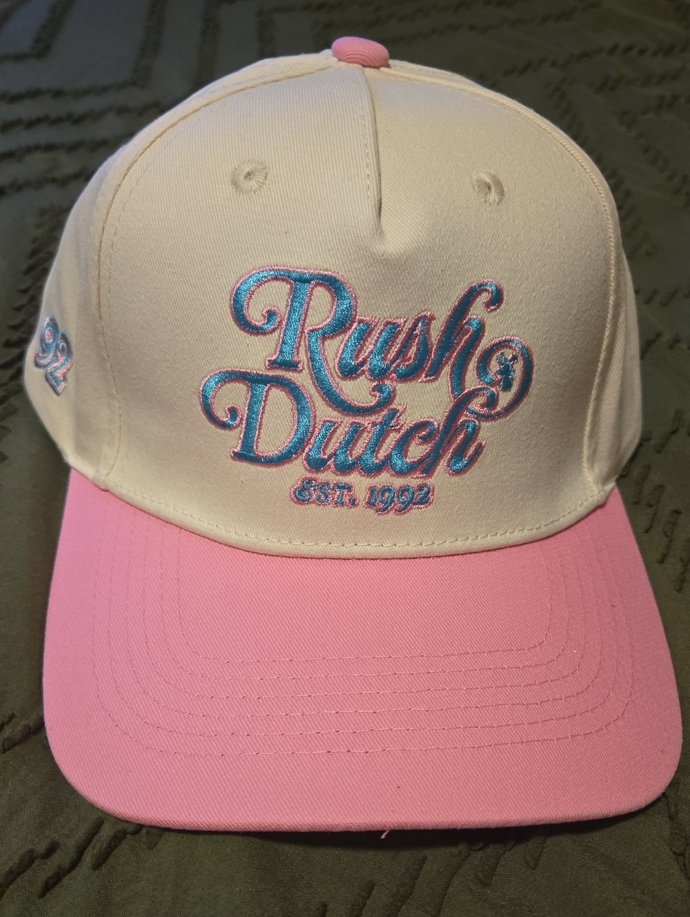 Dutch Bros Rush Dutch Est 1992 Pink And White/Cream Hat